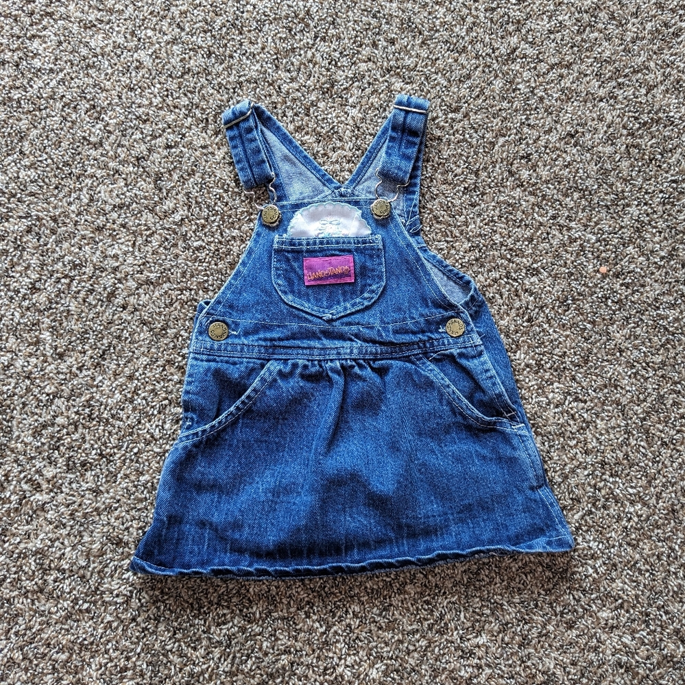 Vintage Handstands Denim Overalls Dress Size 18  Months
